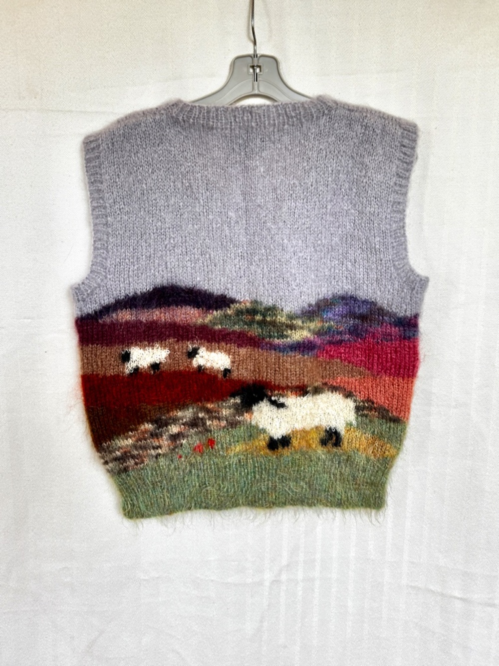 Vintage Susie Lee Mohair Wool Blend Hand Knit Sheep Sweater Vest - Picture 9 of 9